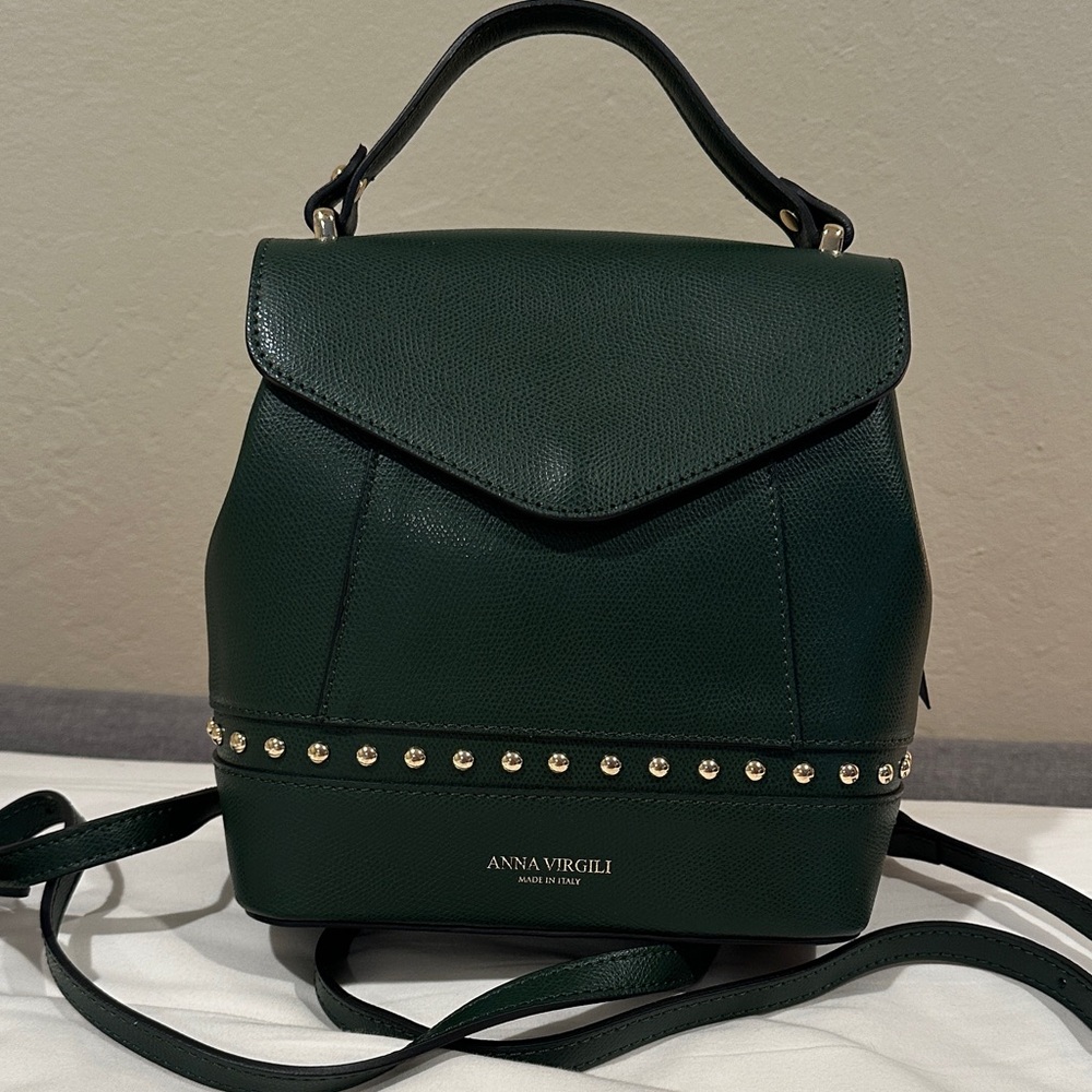 Genuine Italian leather Green Backpack NEW With Tags Anna Virgili Agnese